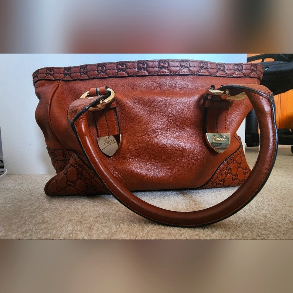 Authentic Gucci Guccissima Medium Tote Bag Dark Brown